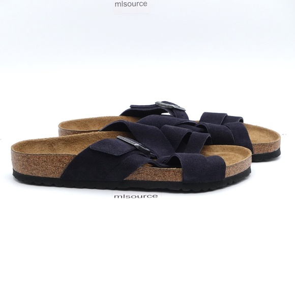 NEW Birkenstock Lugano Soft Footbed Suede Sandal Navy